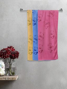 FABINALIV - Multicolor Cartoon Print Cotton Kids Bath Towels (Pack of 3)
