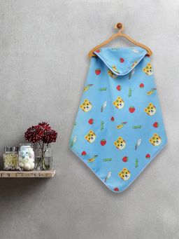 FABINALIV - Infant Blue Cartoon Print Cotton Hooded Bath Towel