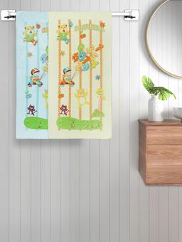 FABINALIV - Multicolor Cartoon Print Cotton Kids Bath Towels (Pack of 2)