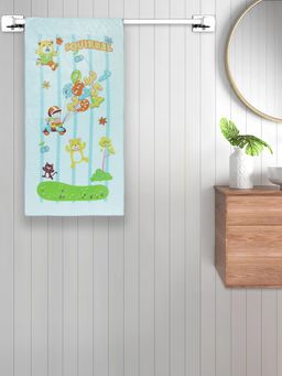 FABINALIV - Blue Cartoon Print Cotton Kids Bath Towel