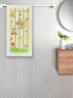 FABINALIV - Yellow Cartoon Print Cotton Kids Bath Towel
