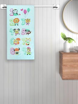 FABINALIV - Blue Cartoon Print Cotton Kids Bath Towel