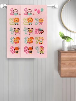 FABINALIV - Pink Cartoon Print Cotton Kids Bath Towels (Pack of 2)