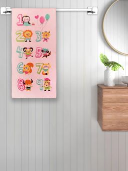 FABINALIV - Pink Cartoon Print Cotton Kids Bath Towel