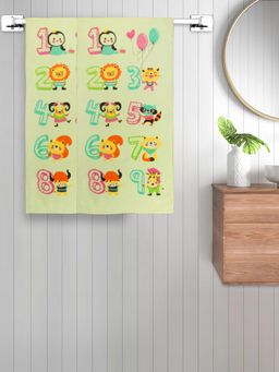 FABINALIV - Yellow Cartoon Print Cotton Kids Bath Towels (Pack of 2)