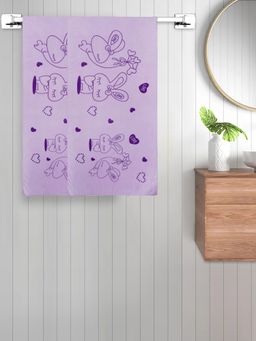 FABINALIV - Purple Cartoon Print Cotton Kids Bath Towels (Pack of 2)