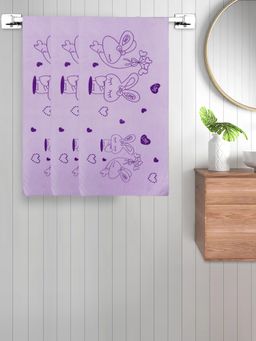 FABINALIV - Purple Cartoon Print Cotton Kids Bath Towels (Pack of 3)