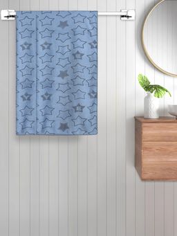 FABINALIV - Blue Geometric Cotton Kids Bath Towels (Pack of 2)