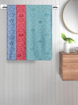 FABINALIV - Multicolor Geometric Cotton Kids Bath Towels (Pack of 3)