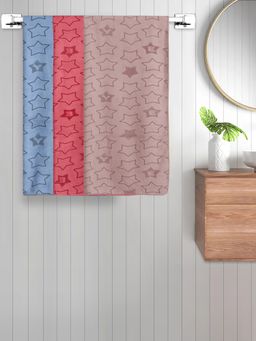 FABINALIV - Multicolor Geometric Cotton Kids Bath Towels (Pack of 3)