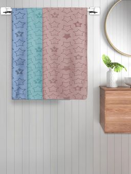 FABINALIV - Multicolor Geometric Cotton Kids Bath Towels (Pack of 3)