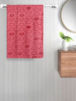 FABINALIV - Red Geometric Cotton Kids Bath Towels (Pack of 2)
