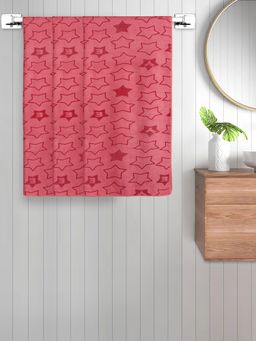 FABINALIV - Red Geometric Cotton Kids Bath Towels (Pack of 3)