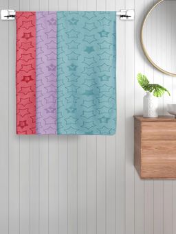 FABINALIV - Multicolor Geometric Cotton Kids Bath Towels (Pack of 3)