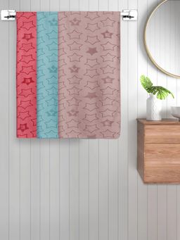 FABINALIV - Multicolor Geometric Cotton Kids Bath Towels (Pack of 3)