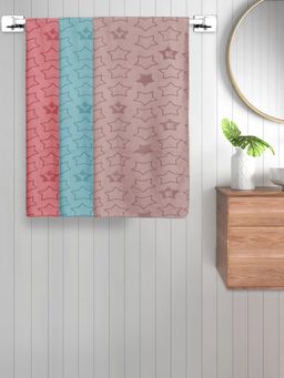 FABINALIV - Multicolor Geometric Cotton Kids Bath Towels (Pack of 3)