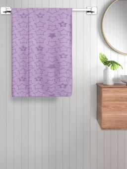 FABINALIV - Purple Geometric Cotton Kids Bath Towels (Pack of 2)