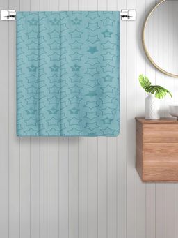 FABINALIV - Turquoise Geometric Cotton Kids Bath Towels (Pack of 3)