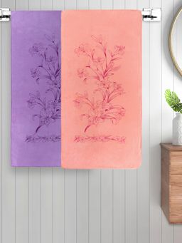 FABINALIV - Multicolor Floral 300 Gsm Cotton Kids Bath Towels (Pack of 2)