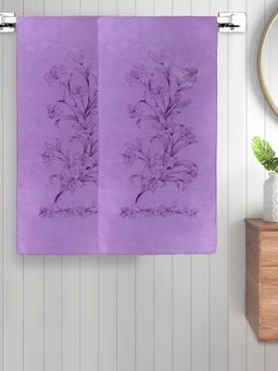 FABINALIV - Purple Floral 300 Gsm Cotton Kids Bath Towels (Pack of 2)