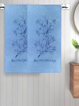 FABINALIV - Blue Floral 300 Gsm Cotton Kids Bath Towels (Pack of 2)