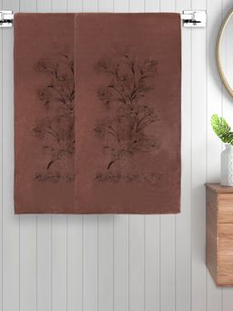 FABINALIV - Brown Floral 300 Gsm Cotton Kids Bath Towels (Pack of 2)