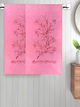 FABINALIV - Pink Floral 300 Gsm Cotton Kids Bath Towels (Pack of 2)