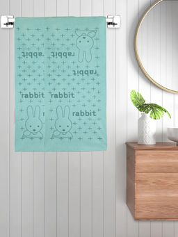 FABINALIV - Green Cartoon 300 Gsm Cotton Kids Bath Towels (Pack of 2)