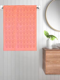 FABINALIV - Orange Cartoon 300 Gsm Cotton Kids Bath Towels (Pack of 2)