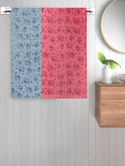FABINALIV - Multicolor Floral 300 Gsm Cotton Kids Bath Towels (Pack of 2)