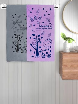 FABINALIV - Multicolor Cartoon 300 Gsm Cotton Kids Bath Towels (Pack of 2)