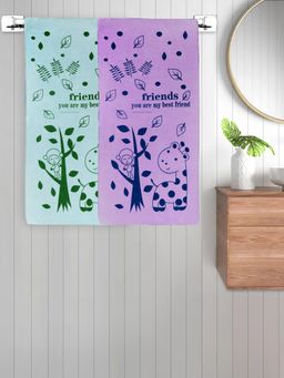 FABINALIV - Multicolor Cartoon 300 Gsm Cotton Kids Bath Towels (Pack of 2)