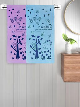 FABINALIV - Multicolor Cartoon 300 Gsm Cotton Kids Bath Towels (Pack of 2)