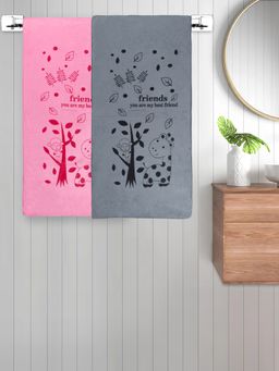 FABINALIV - Multicolor Cartoon 300 Gsm Cotton Kids Bath Towels (Pack of 2)