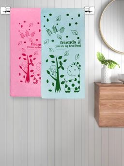 FABINALIV - Multicolor Cartoon 300 Gsm Cotton Kids Bath Towels (Pack of 2)