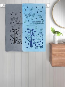 FABINALIV - Multicolor Cartoon 300 Gsm Cotton Kids Bath Towels (Pack of 2)