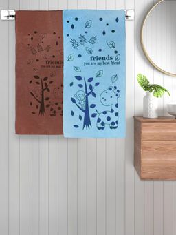 FABINALIV - Multicolor Cartoon 300 Gsm Cotton Kids Bath Towels (Pack of 2)