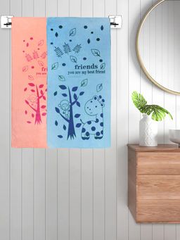 FABINALIV - Multicolor Cartoon 300 Gsm Cotton Kids Bath Towels (Pack of 2)
