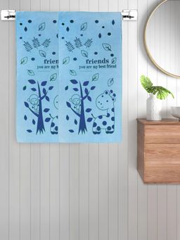 FABINALIV - Blue Cartoon 300 Gsm Cotton Kids Bath Towels (Pack of 2)