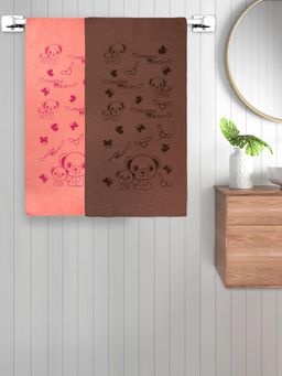 FABINALIV - Multicolor Cartoon 300 Gsm Cotton Kids Bath Towels (Pack of 2)