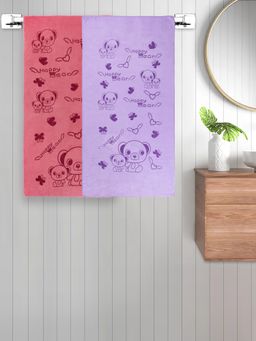 FABINALIV - Multicolor Cartoon 300 Gsm Cotton Kids Bath Towels (Pack of 2)