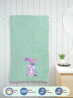 FABINALIV - Light Green Cartoon Design Pure Cotton Kids Bath Towel