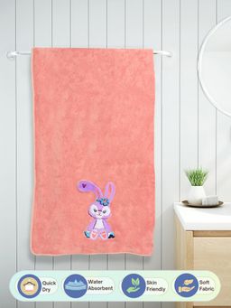 FABINALIV - Peach Cartoon Design Pure Cotton Kids Bath Towel