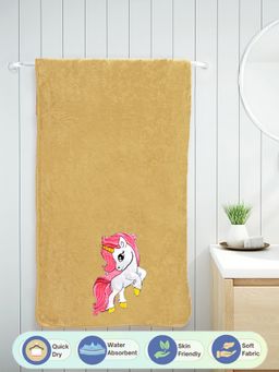 FABINALIV - Yellow Cartoon Design Pure Cotton Kids Bath Towel