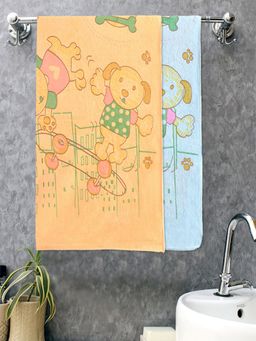 FABINALIV - Multicolor Cartoon Design Cotton Kids Bath Towels (Pack of 2)