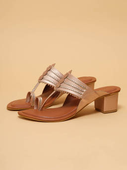 ERIDANI - Women Rose Gold Faux Leather Kolhapuris