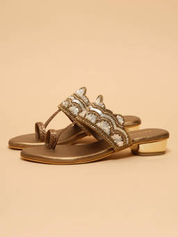 ERIDANI - Women Bronze Faux Leather Kolhapuris
