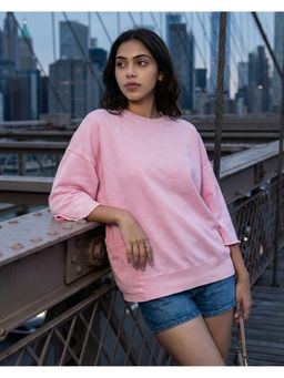 Bewakoof - Women Romance Rose Oversized Acid Wash Top