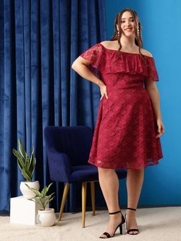 CURVY STREET - Women Red Layered Fit and Flare Dress