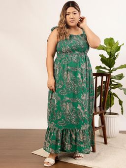 CURVY STREET - Women Green Ruffles Dress